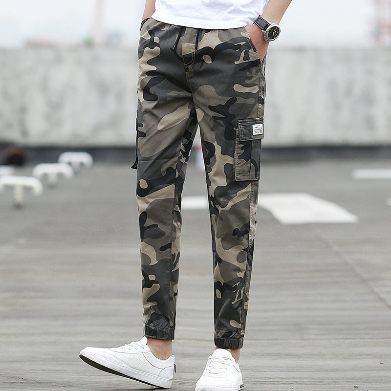 Camouflage tooling multi-pocket pants