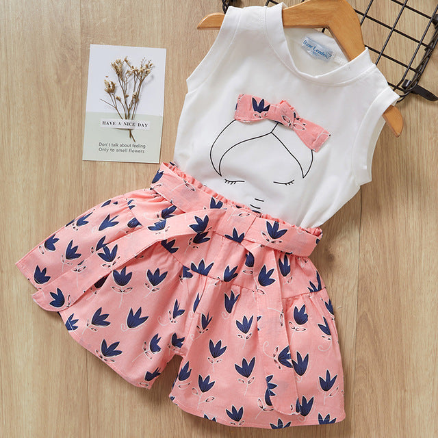 T-Shirt Shorts Girls Suit