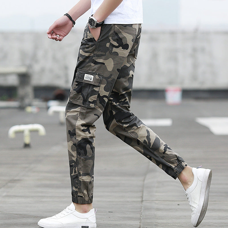 Camouflage tooling multi-pocket pants