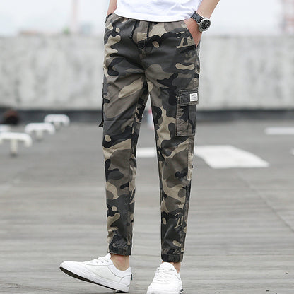 Camouflage tooling multi-pocket pants