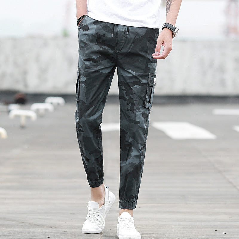 Camouflage tooling multi-pocket pants