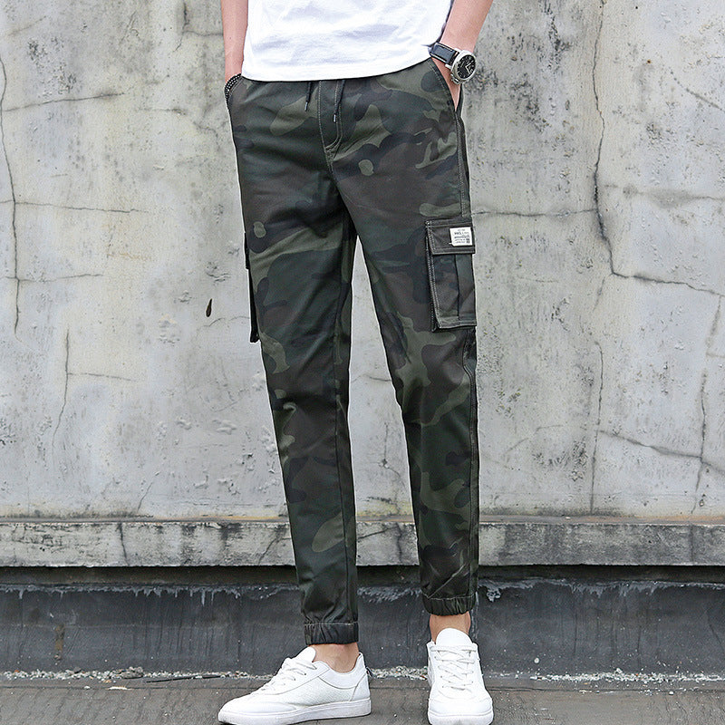 Camouflage tooling multi-pocket pants